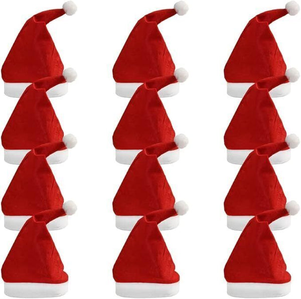 Ram 12 PCS Christmas Santa Hat Party Fancy Dress Red