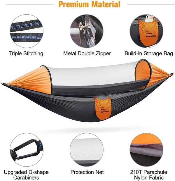 Outerman Camping Hammock w/ Mosquito Net - Lightweight, Portable