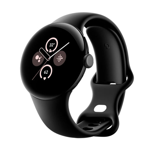 Google Pixel Watch 2 (Bluetooth, 41mm) Black Steel Case + Black Strap