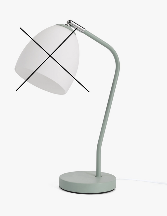 John Lewis ANYDAY Bobby Desk Lamp, Dusty Green *No Shade* 