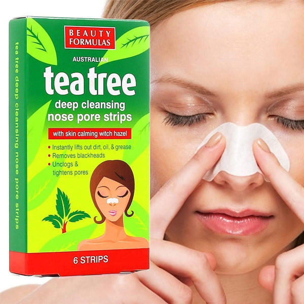 6 PACK Beauty Formulas Tea Tree Nose Pore Strips Strips Deep Clean