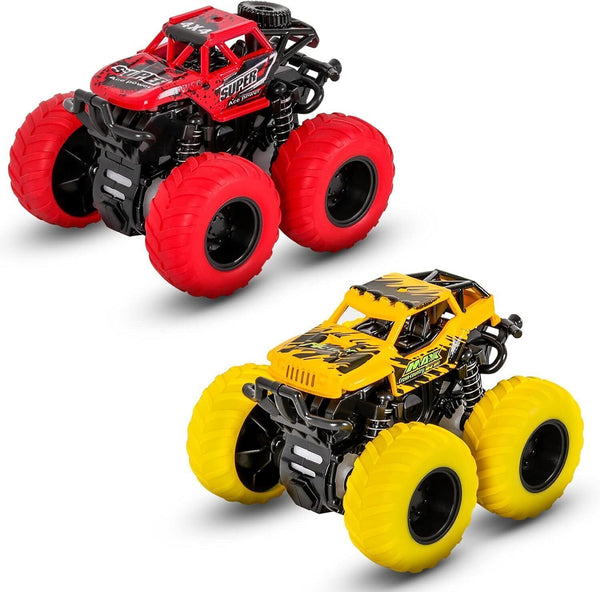 2PCS Monster Inertia Trucks 360 Rotation Pullback Off-road Cars  Xmas Gift