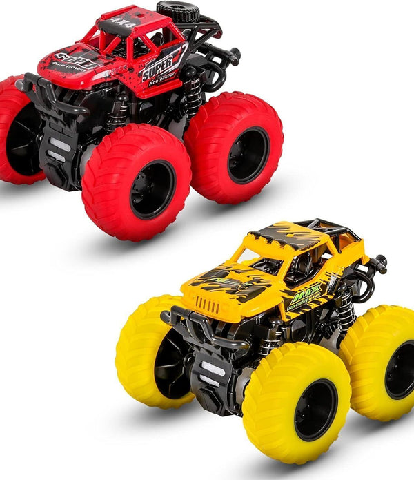 2PCS Monster Inertia Trucks 360 Rotation Pullback Off-road Cars  Xmas Gift