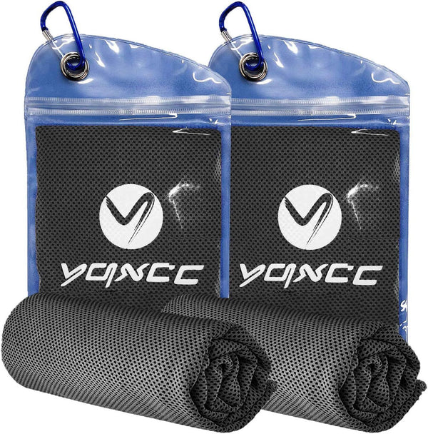 YQXCC 2 Pack Cooling Towels for Yoga, Gym, Running, Soft Breathable Dark Grey