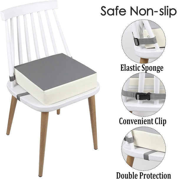 Highchair Booster Seat Cushion Grey - Washable, Safety Straps