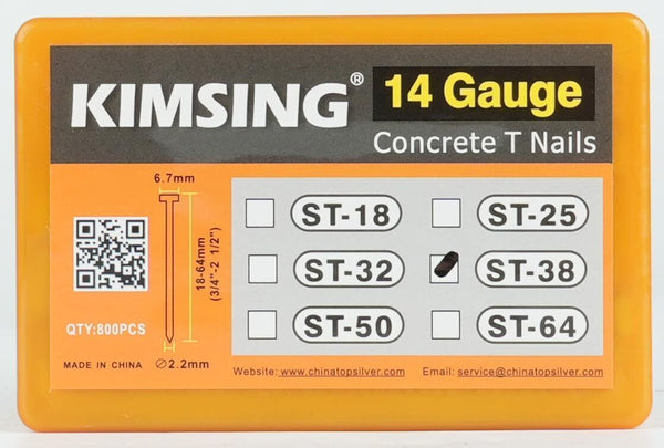 KIMSING ST38 Concrete Nails 14 Gauge 38mm Galvanized 800PCS