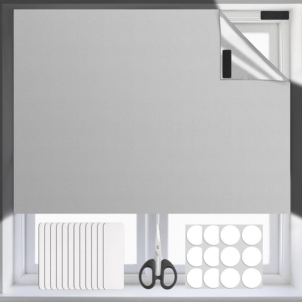 Weysoo Portable Blackout Blind 300x145cm - Grey, No Drill, Easy Install