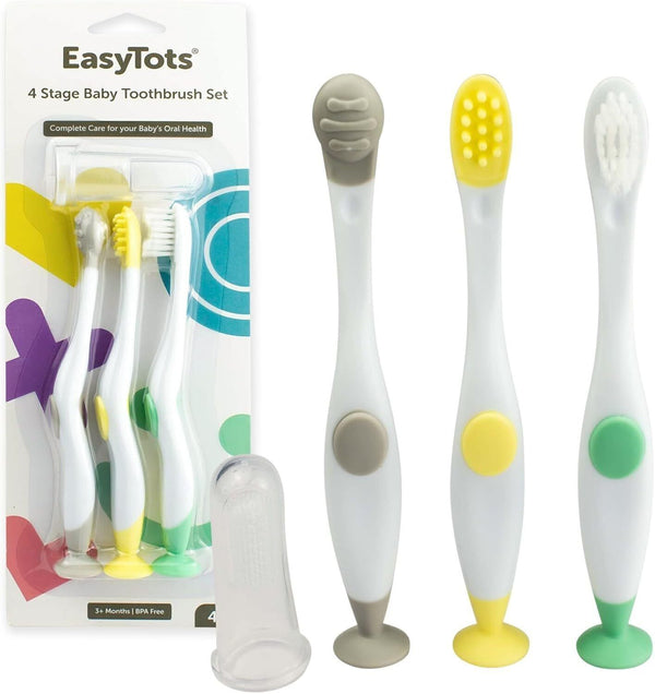 Baby's First Toothbrush Set 0-2 Years, 4 Stage Baby to Toddler Teeth Care