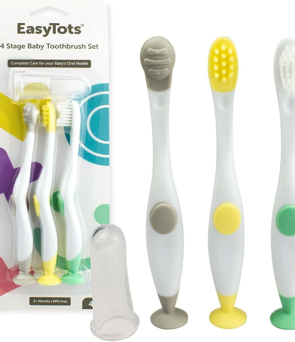 Baby's First Toothbrush Set 0-2 Years, 4 Stage Baby to Toddler Teeth Care