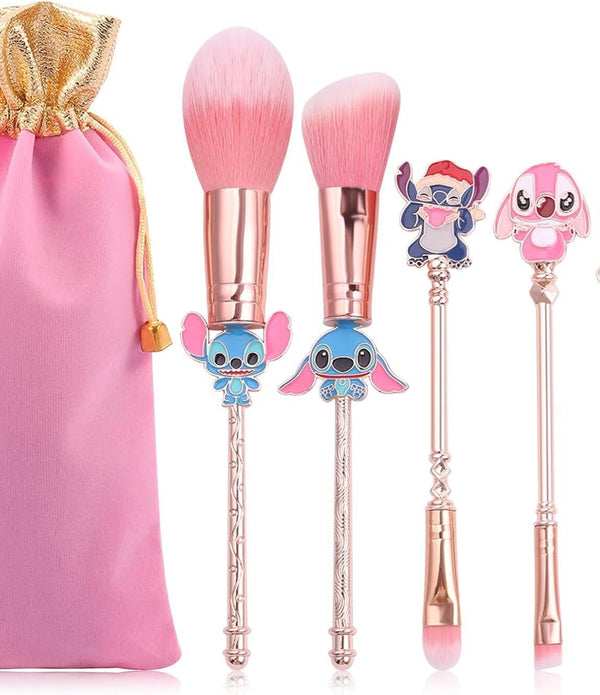 5pc Lilo & Stitch Makeup Brush Set  Kawaii Brushes for Powder, Eyes, Blush