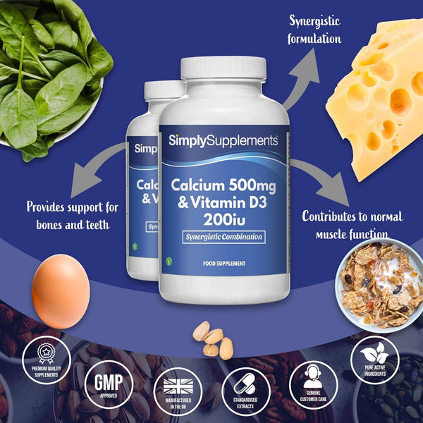 Calcium 500mg with Vitamin D3 Supports Strong Bones & Healthy Teeth 360 Tablets