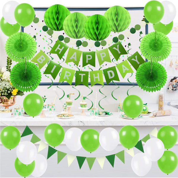 ZERODECO Birthday Party Decoration Set - Banner, Fans, Balloons & More