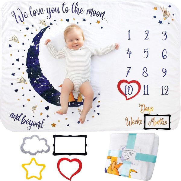 Baby Monthly Milestone Blanket, Soft & Large for Photos & Growth Tracking