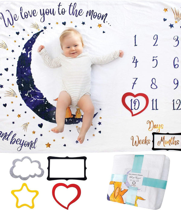 Baby Monthly Milestone Blanket, Soft & Large for Photos & Growth Tracking