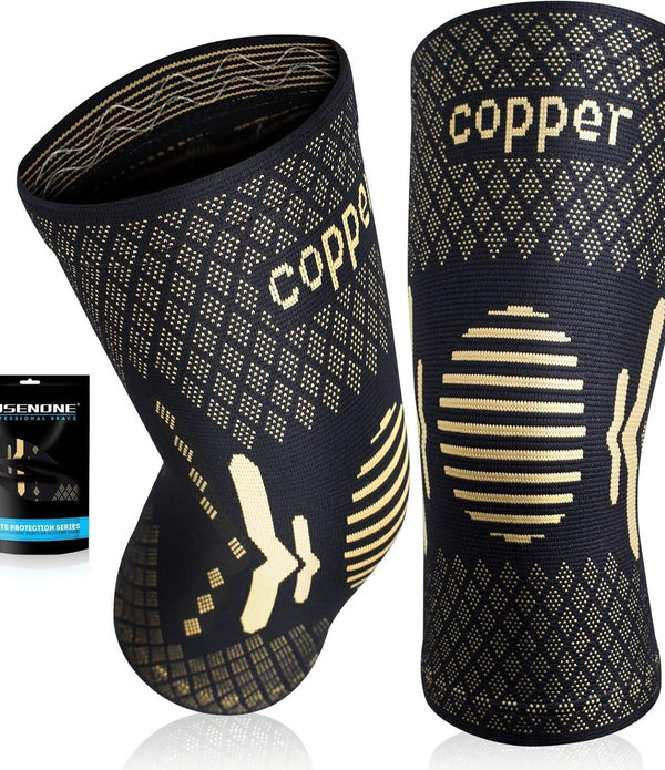 Copper Knee Support for Women/Men 2 Pack   Best Brace 3XL, Copper Black
