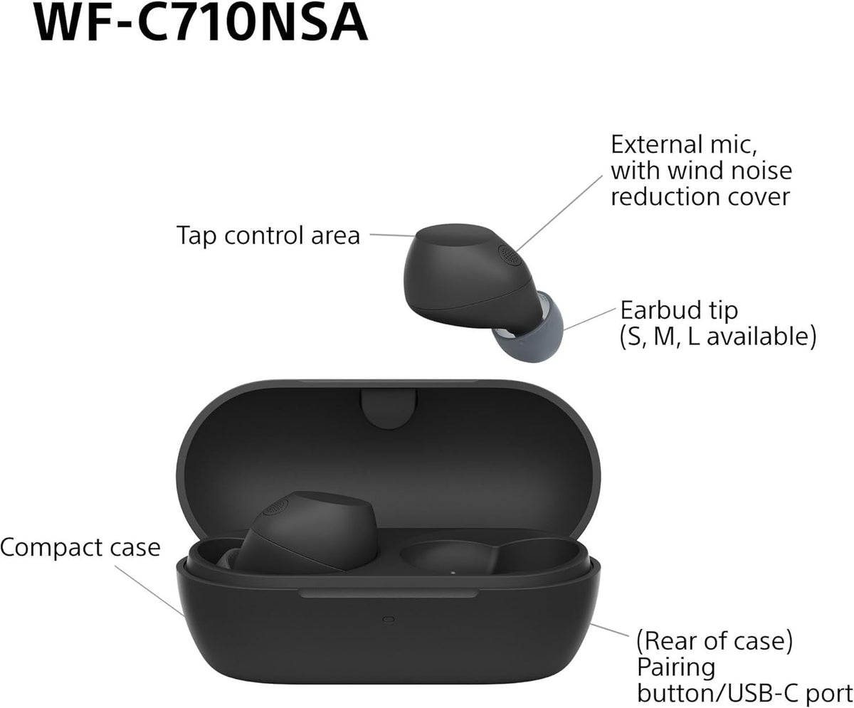 SONY WF-C710N Wireless Bluetooth Noise-Cancelling Earbuds - Black