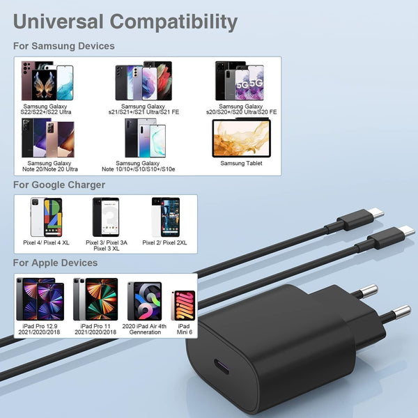 25W Fast Charger - Universal USB-C Charging Adapter for Phones & Devices