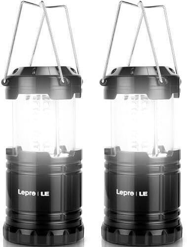 2x Lepro LED Camping Lantern, Super Bright, Battery Powered IPX4 Water Resistant