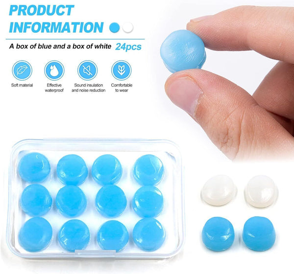 12 Pairs Ear Plugs, Silicone Noise Cancelling for Sleep & Swimming