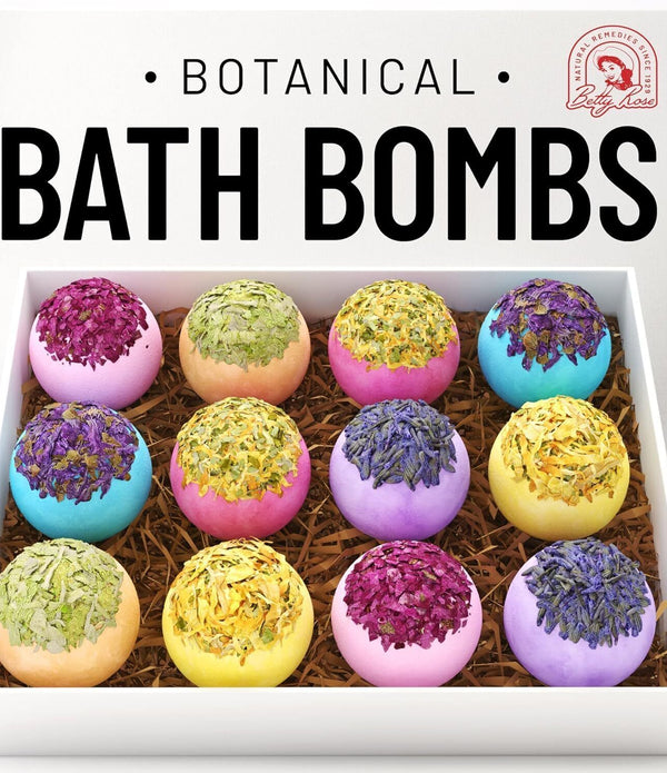 Bath Bomb Set, 12 Botanical Scent Bath Bombs with Essential Oils, Bath Gift Set