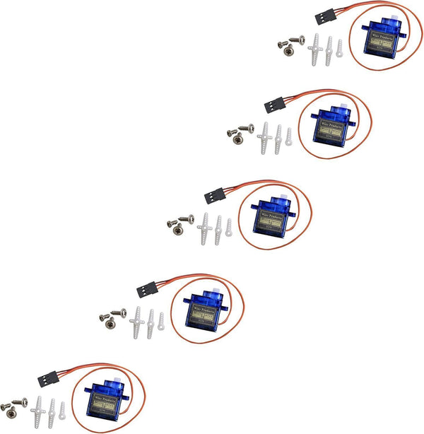 Wize 5-Pack SG90 Micro Servo Motors - 9g RC Controls for Robots, Blue