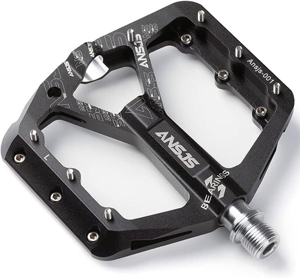 ANSJS Mountain Bike Pedals, 3 Bearings Platform Bicycle Flat Pedals 9/16"