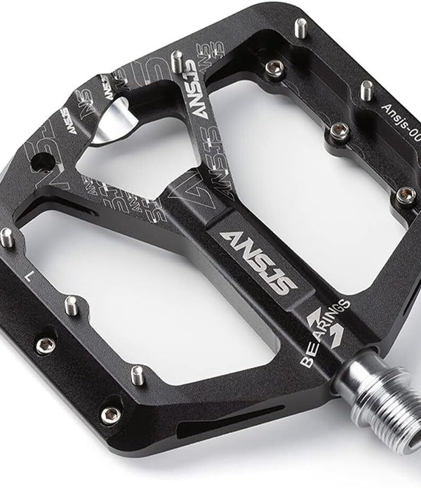 ANSJS Mountain Bike Pedals, 3 Bearings Platform Bicycle Flat Pedals 9/16