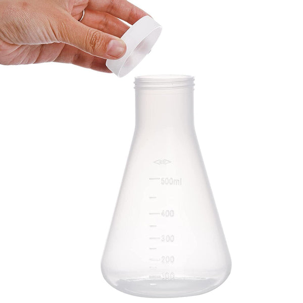 Peohud Set of 10 Scientific Erlenmeyer Flasks, Lab Glassware with Screw Caps