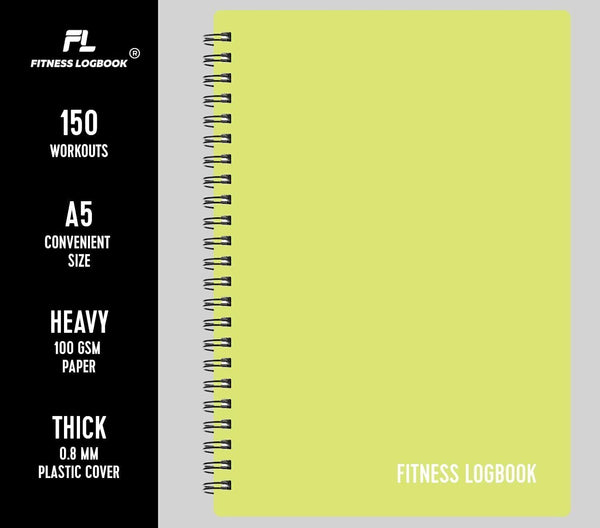 Fitness Logbook (Lime) A5 Workout Journal Men & Women Plastic Cover Thick Paper