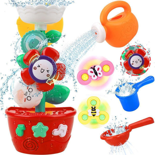 Bathing Toys for Babies 1-3 Years - Rotating Suction Cup Spinning Flower