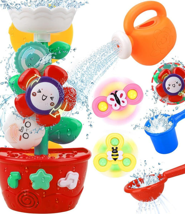 Bathing Toys for Babies 1-3 Years - Rotating Suction Cup Spinning Flower