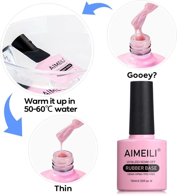 AIMEILI 5 in 1 Rubber Base Gel For Nails, Sheer Color Polish UV LED Soak Off 577