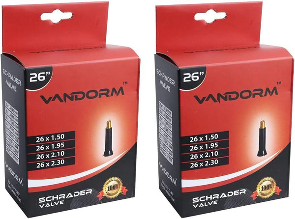 2 PACK Vandorm 26" x 1.50" - 2.30" Bicycle MTB Bike Schrader Inner Tube Pack