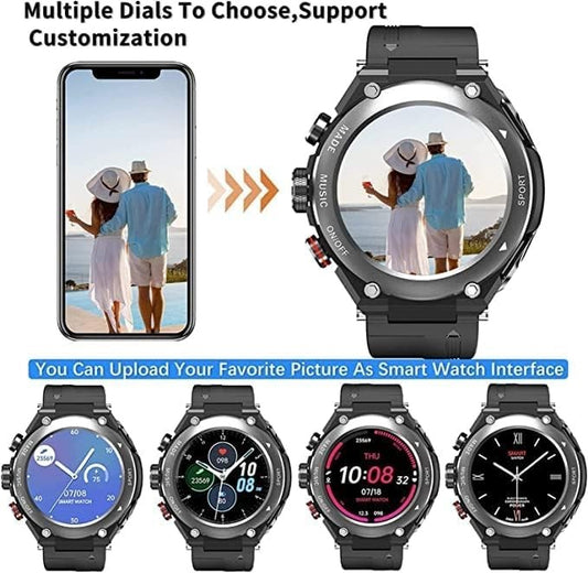 CISIYOO Smart Watch with Earbuds 1.28in Touch Screen IP67 Android iOS Tracker