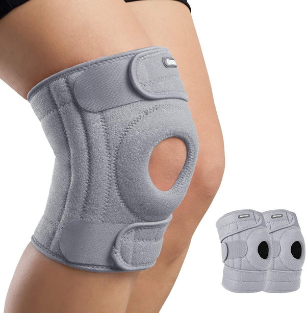 AVIDDA Open Patella Knee Braces (Pair), Grey L (18.5x22.5"), Joint Pain Support