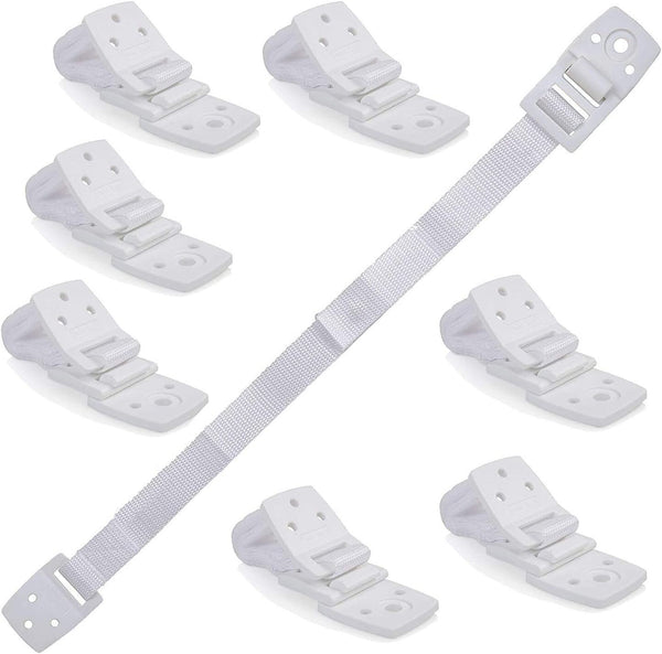 Safety TV & Furniture Straps - Anti-Tip Anchors, 8 Pack, White, Childproofing