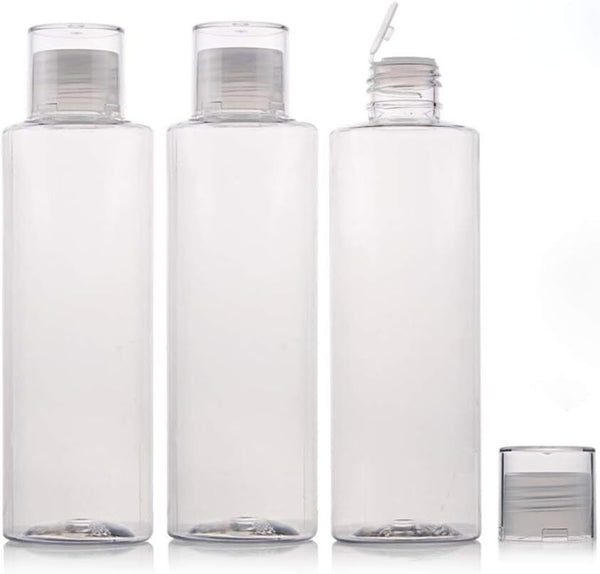 XUMIN 3PCS Refillable Clear Plastic Makeup Bottles, 250ml Toner Lotion Container