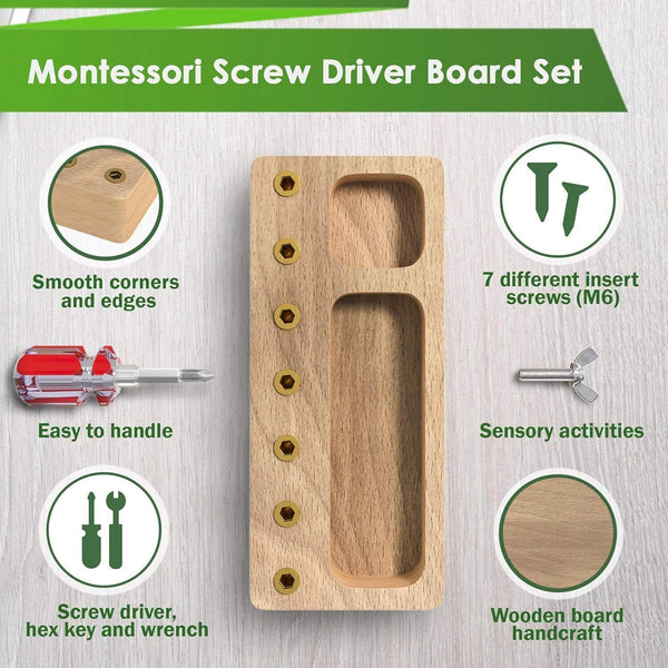 Montessori Screwdriver Board Educational Toy for Toddlers 3+