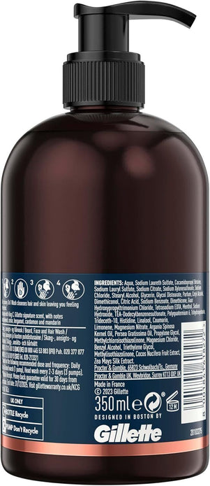 King C Gillette Beard Grooming Shampoo & Face Wash for Men - 350ml