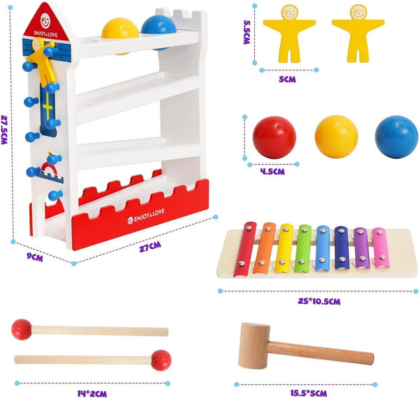 Ark Miido Wooden Hammering Toy for Toddlers, Musical Xylophone Toy