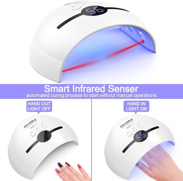 NAILGIRLS, Portable Gel UV LED Nail Lamp, 48W LED UV Nail Lamp for Gel Nails