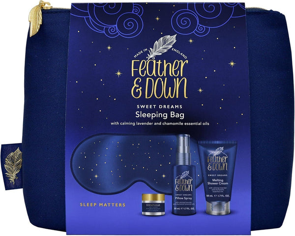 Feather & Down Sleeping Bag Gift Set - Eye Mask, Sleep Balm, Pillow Spray