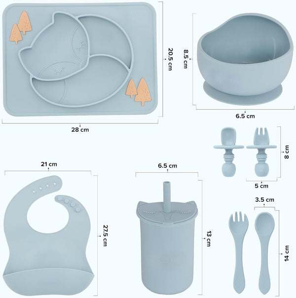 Baby Weaning Set, Silicone Feeding Set for Toddlers with Suction Bowl & Cutlery