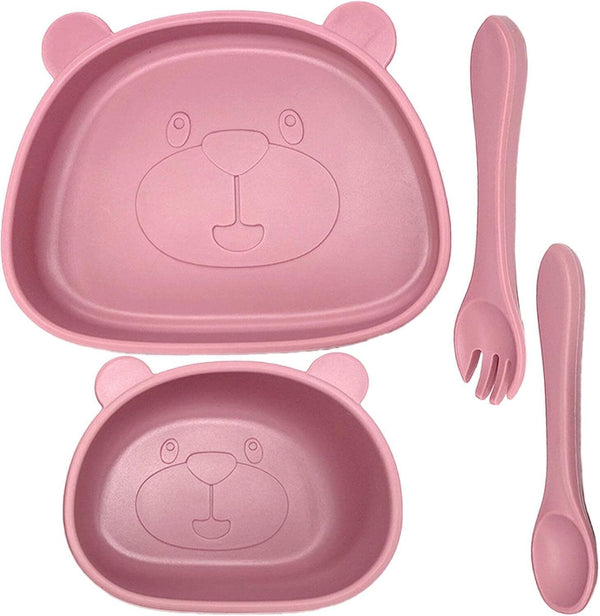 Silicone Suction Baby Plate Bowl Set Toddler Feeding BPA Free Microwave Safe