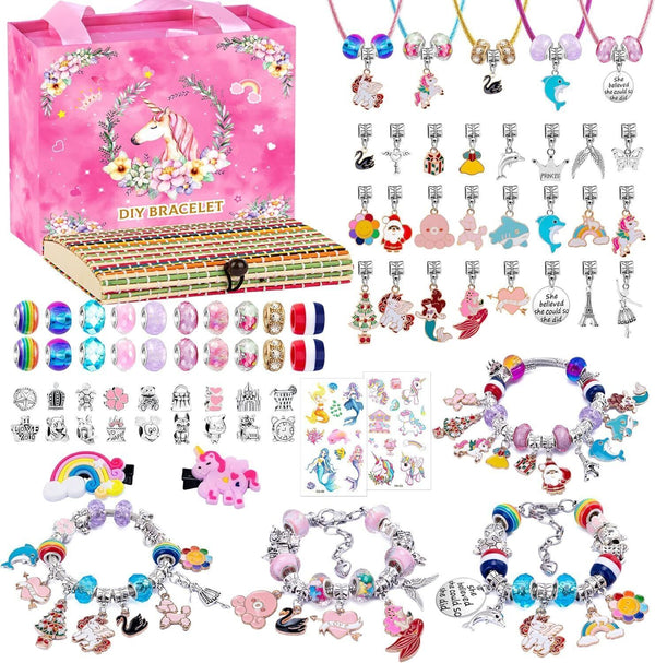 Charm Bracelet Making Kit 79pcs Unicorn Jewelry Crafts for Girls 5-12