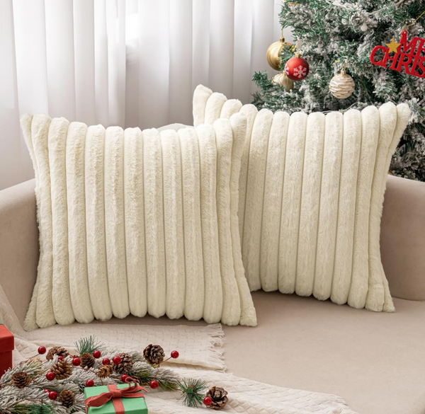 Red Christmas Cushion Covers, Plush Velvet Set of 2, Soft Comfy, 40x40cm