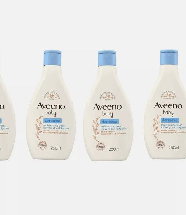 AVEENO Baby Dermexa Moisturising Baby Wash 250ml  Dry & Itchy Skin Pack of x 4 