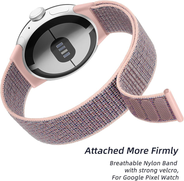 Nylon Bands for Google Pixel Watch, Comfortable Adjustable Strap, Rose