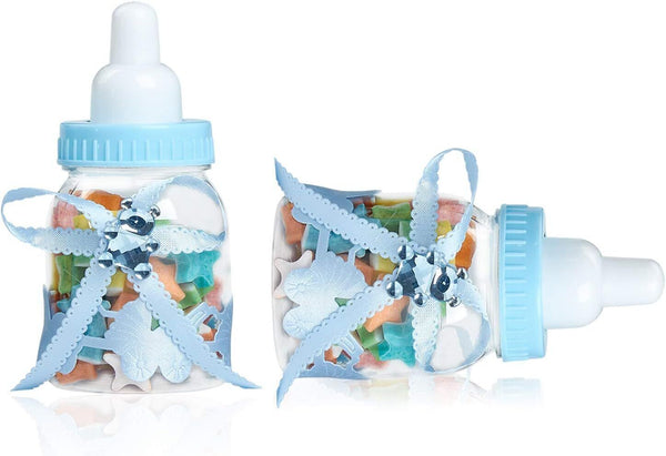 N&T NIETING Baby Shower Bottle Favors 24pcs + Roses Blue Candy Box