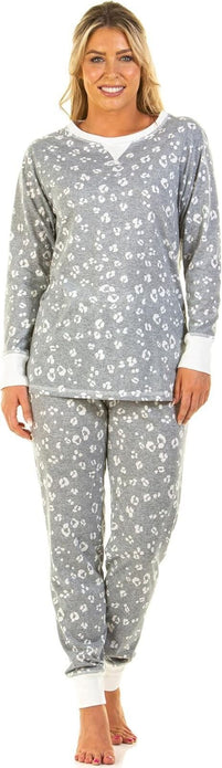 Wysteria Lane Animal Print Pyjama Set, Cotton, Heather Grey, Size XL